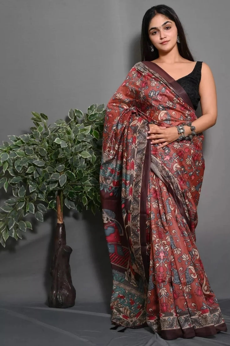 Soft Lichi Silk Saree With Blouse