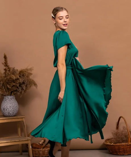 Emerald Green Bridesmaid Dress Boat Neckline Dress Mother Of The Bride Dress