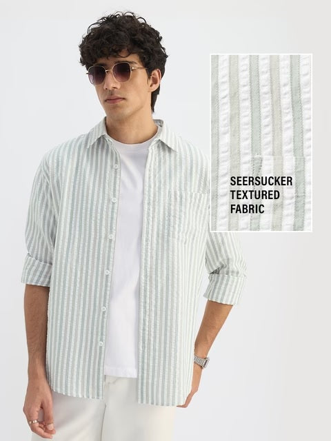Seersucker Pine Men Textured Shirts