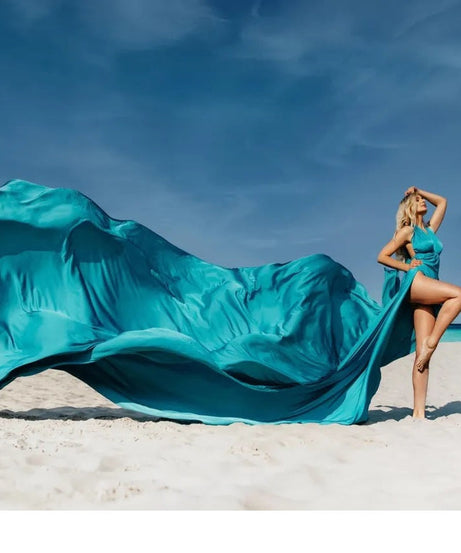 Custom Satin Flying Maxi Dress