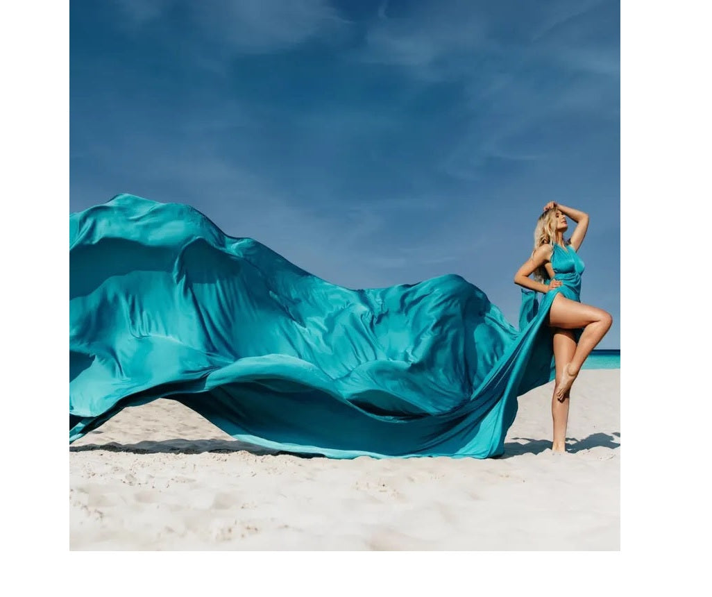 Custom Satin Flying Maxi Dress