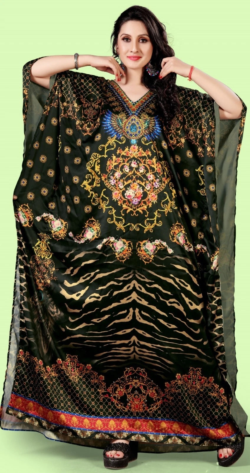 Free Size Kaftan Dresses for Women Long Beach Cover Up V Neck Summer long Caftan