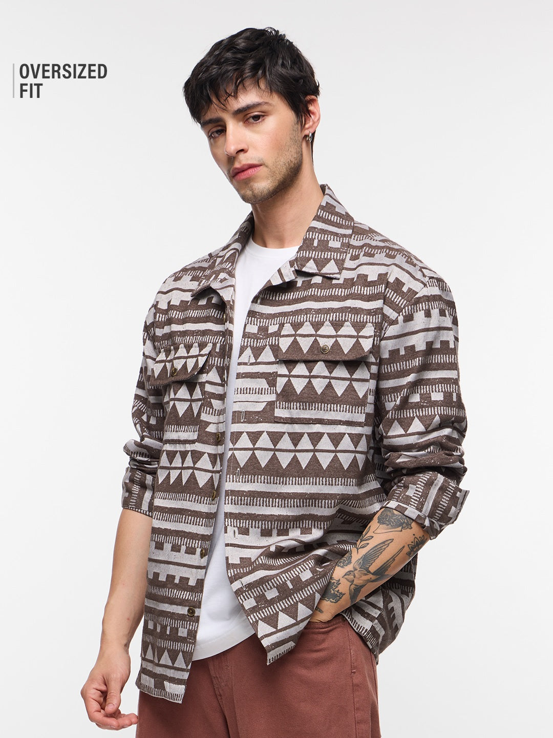 Jacquard Sandstone Men Shackets