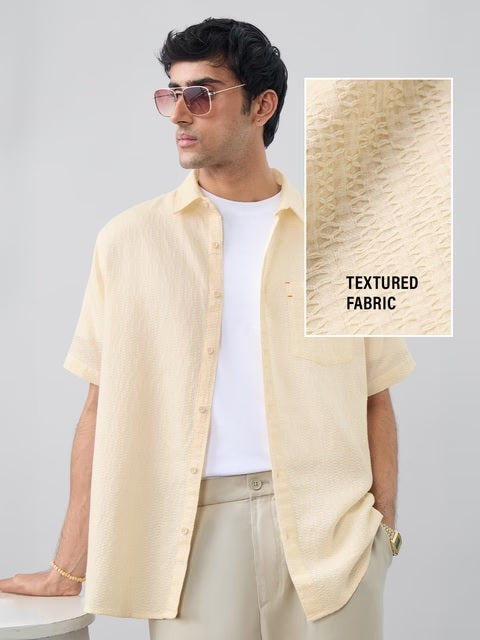 Textured Shirt Ivory Men Textured Shirts