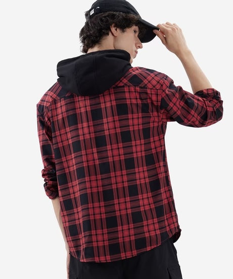 Plaids Red, Black Hooded Shirts