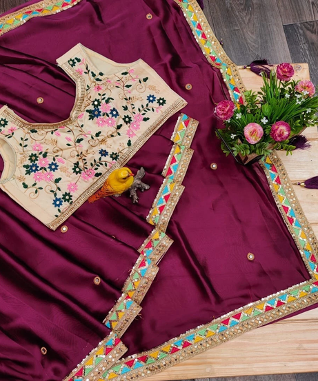 Rangoli Silk Embroidery Work,Designer Party Wear Saree & Blouse 11-RV