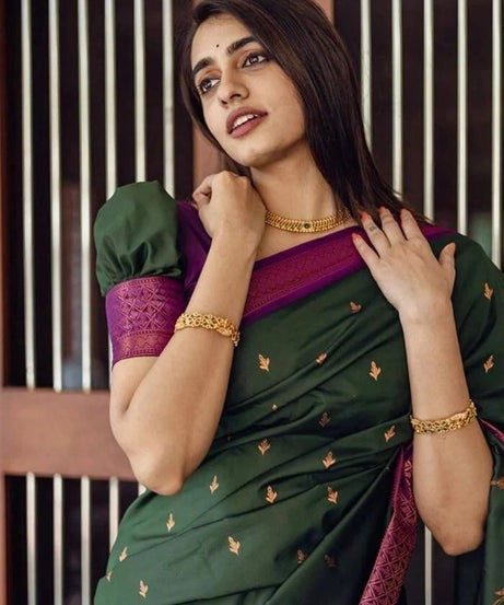 Banarasi Soft Silk Wedding Saree With Jacquard Border Blouse fancy Saree11-KT