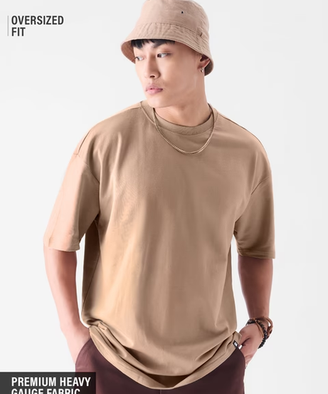 Solids Soft Brown Oversized T-Shirts