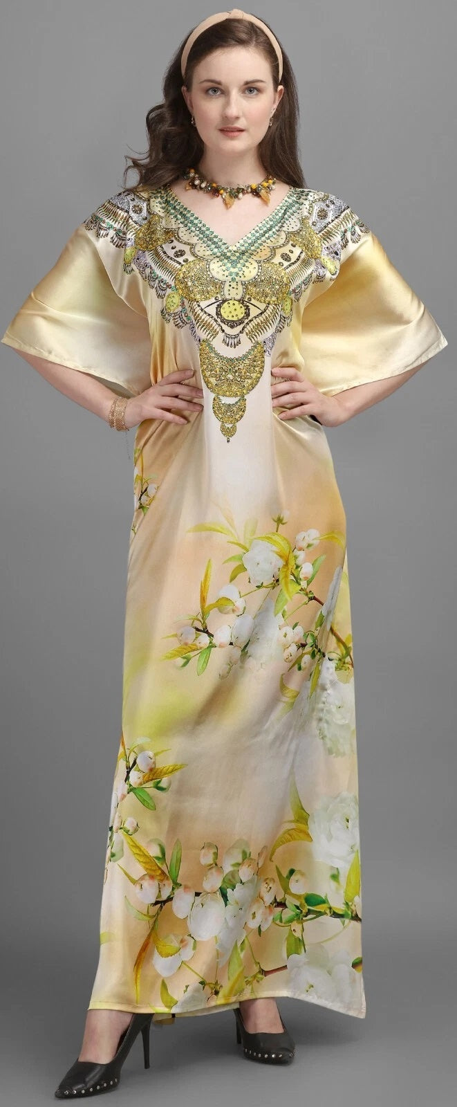 Ladies Long Kaftan Maxi Style Dresses for Women in Regular to Free Size Cover up