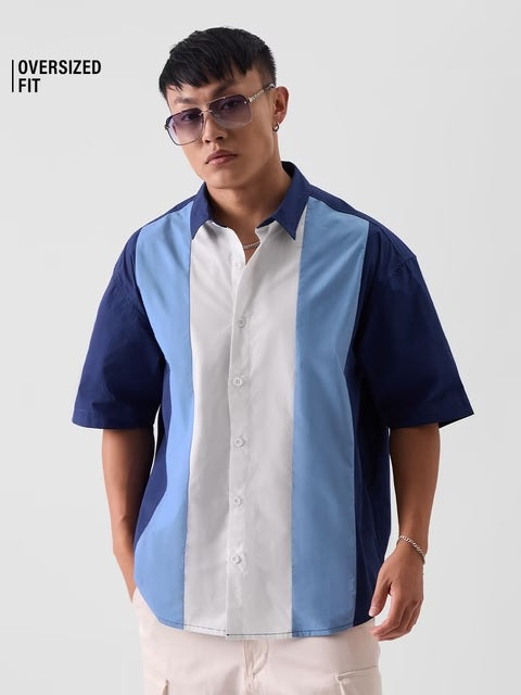 Solids Blue, White Oversized Shirts