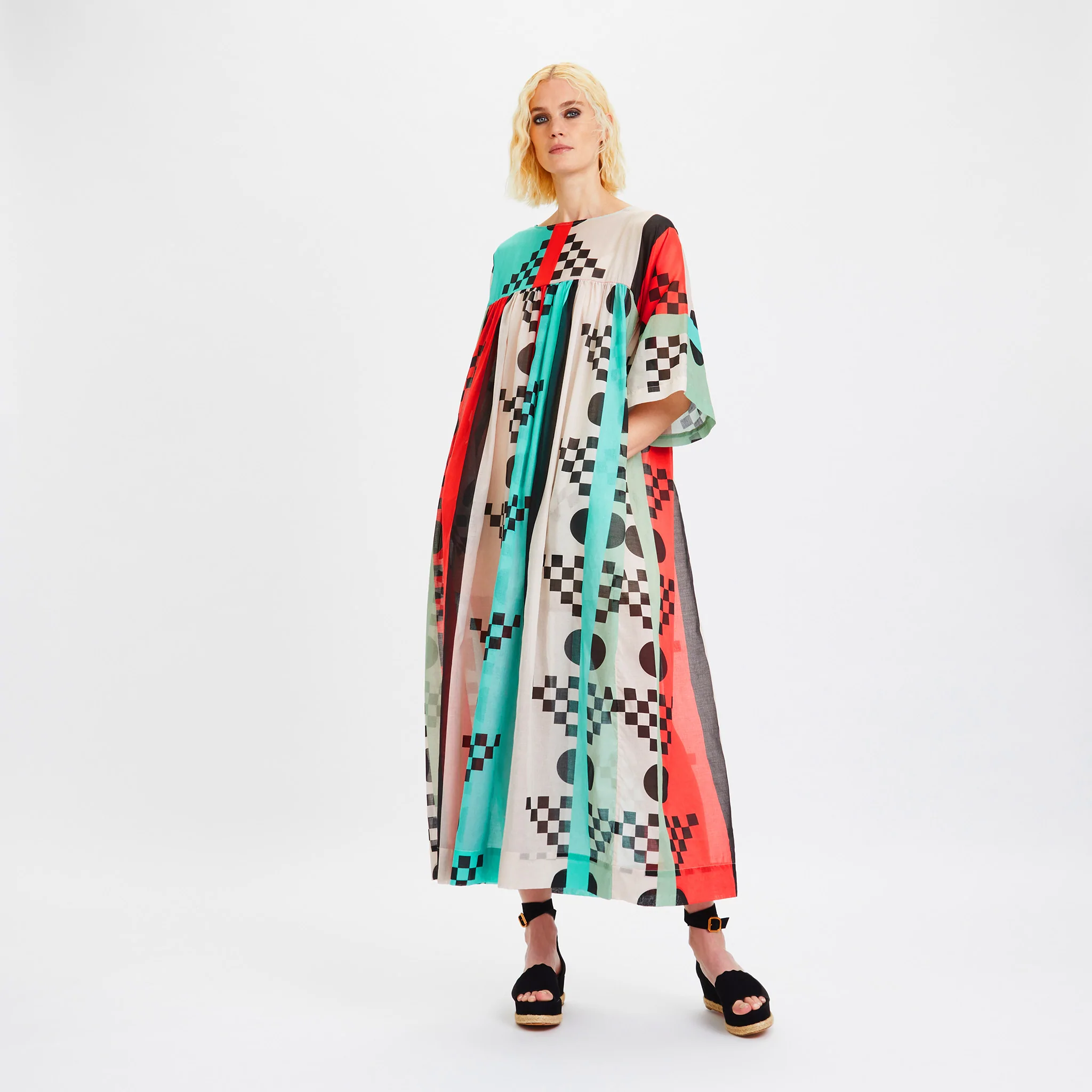 Rayon Cotton Printed Casual Wear Long Kaftan Women's