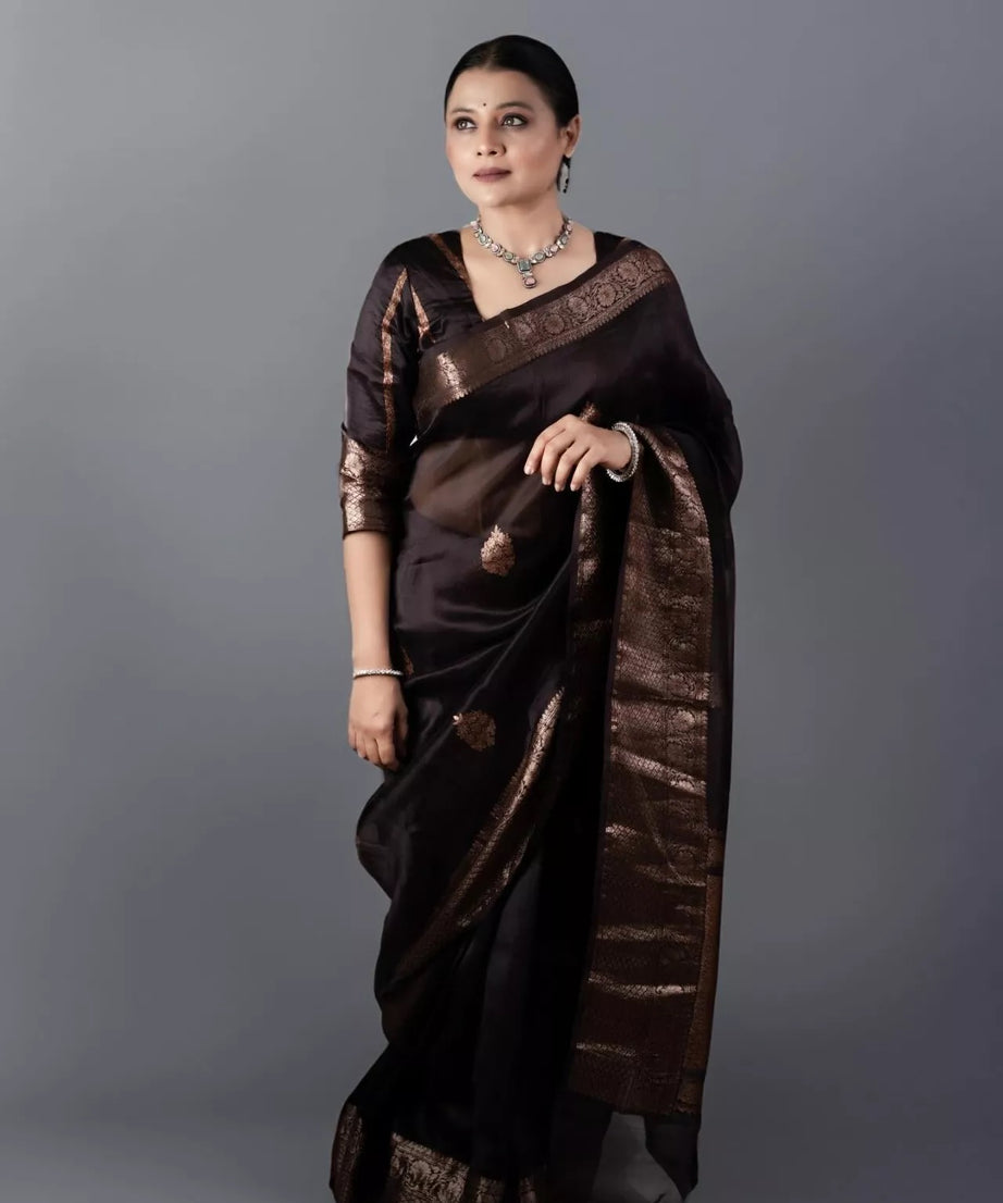 Bollywood Party Banarasi Soft Silk Saree,Classic Wedding Sari & Blouse