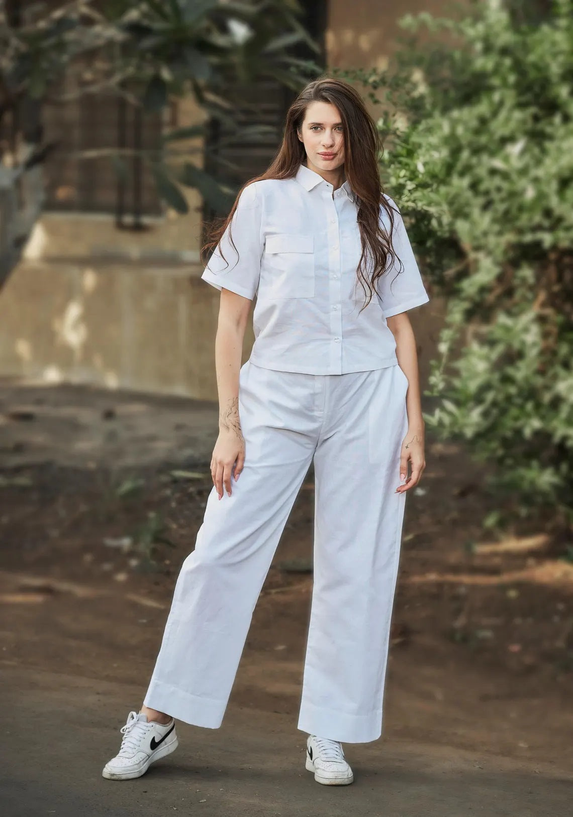 Linen Women Shirt Pant Set