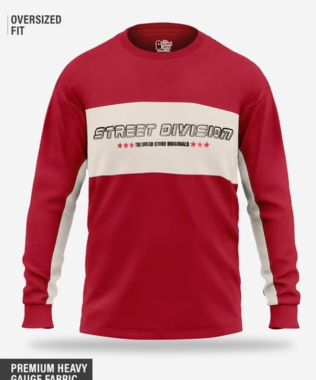 Race Red Oversized Full Sleeve T-Shirts