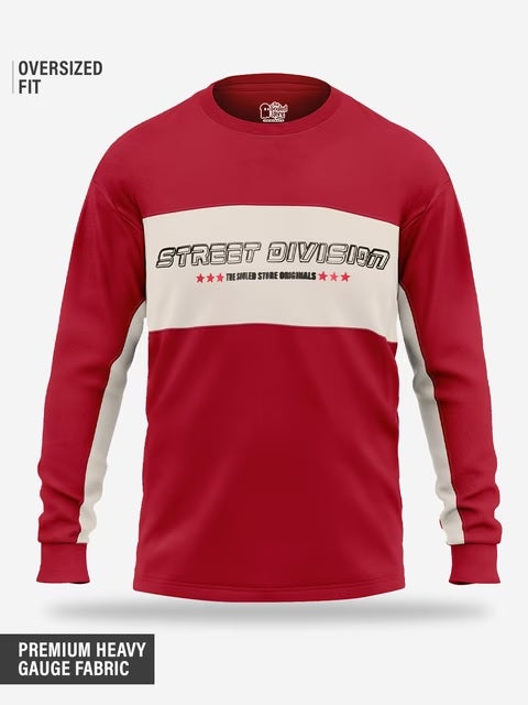 Race Red Oversized Full Sleeve T-Shirts