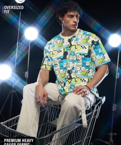 Rick & Morty Glitch Oversized T-Shirts