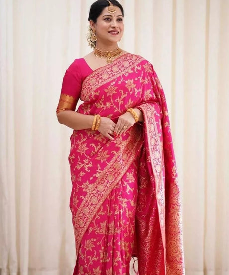 Soft Lichi Silk With Jacquard Work Fancy Saree With Blouse