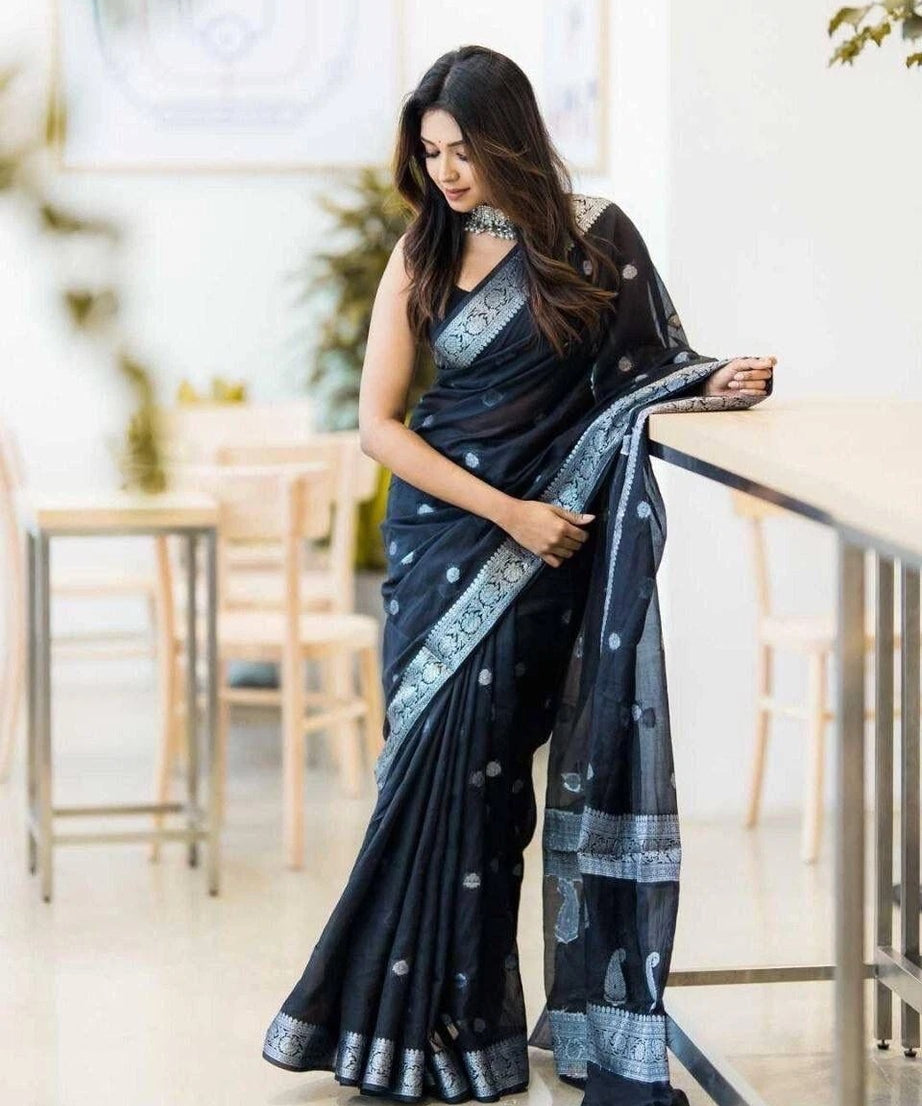 Women's Wedding Wear Soft Lilan Slab Attractive Saree&Blouse 11-SS