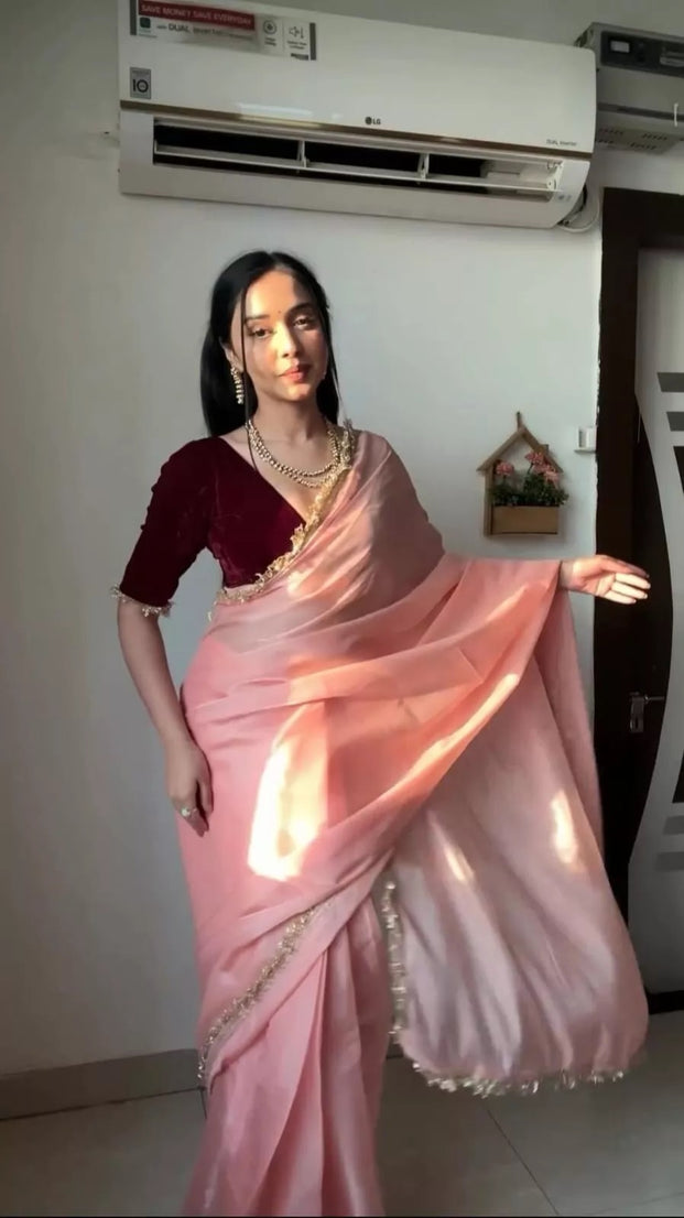 Soft Jimmy Choo Ready To Wear Sari With Blouse