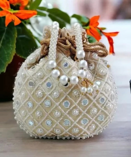 Pearl Embroidered Handbag Potli Bag