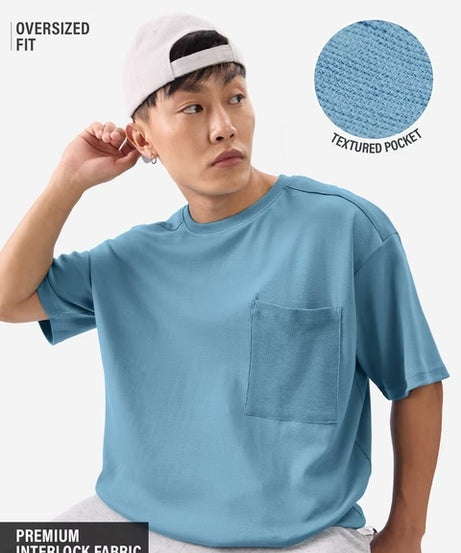 Solids Arctic Blue Oversized T-Shirts