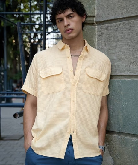 Off White Men Textured Shirts