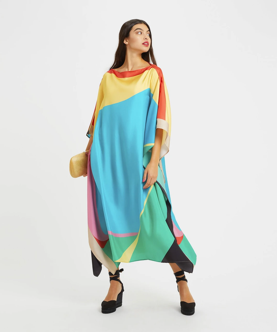 Soft Silk Crepe Kaftan, Party Wear Women's Caftan