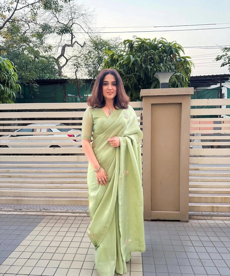 Soft Tissu Silk Beautiful Ethnic Saree, Wedding Wear Sari With Blouse