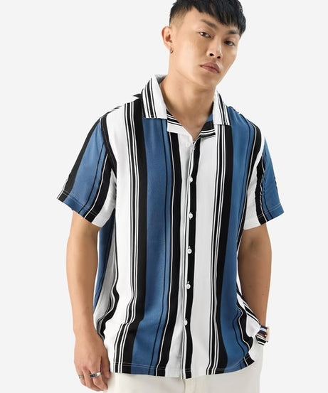 Stripes Malibu Blue Holiday Shirts