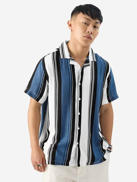 Stripes Malibu Blue Holiday Shirts