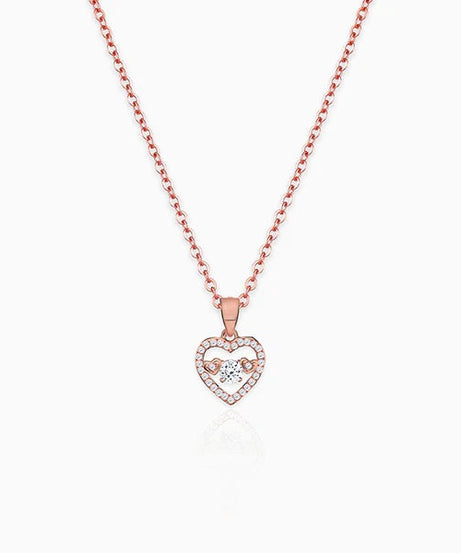 Rose Gold Love Heart Pendant with Link Chain