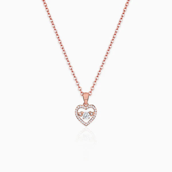 Rose Gold Love Heart Pendant with Link Chain