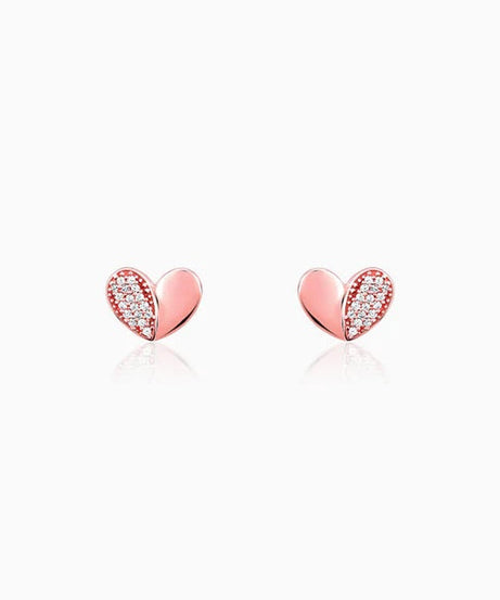 Rose Gold Made for Each Other Stud Earrings