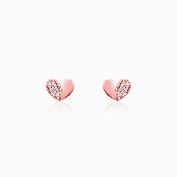 Rose Gold Made for Each Other Stud Earrings