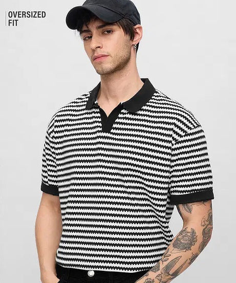 Jacquard Polo Monochrome Oversized Polos tshirt