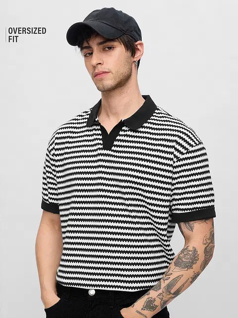 Jacquard Polo Monochrome Oversized Polos tshirt