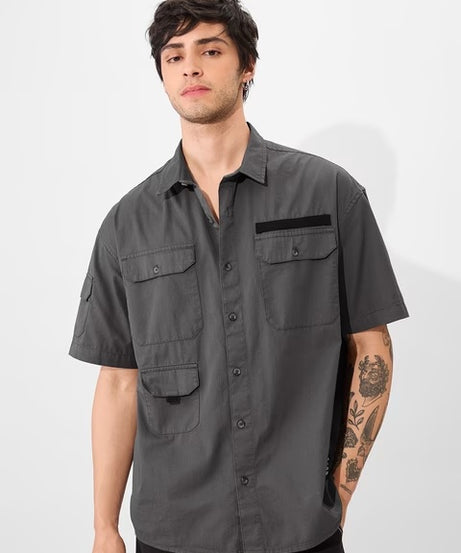 Utility Moon Grey Oversized Shirts