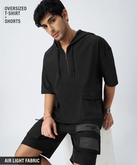 Hooded Set  Black Men Co-ord Sets
