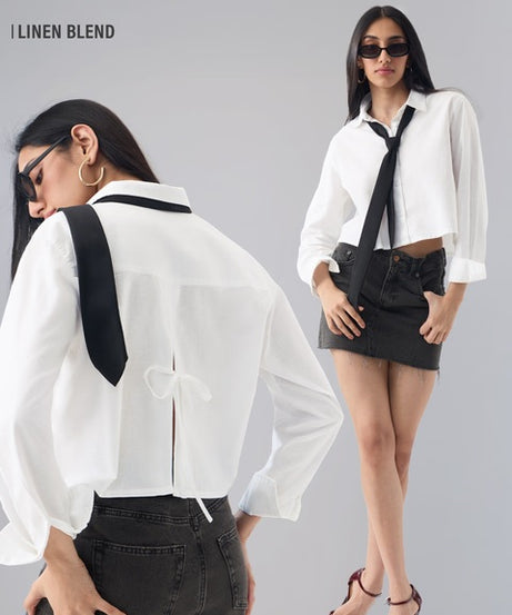Linen Blend  Platinum Women Shirts