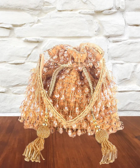 Designer Heavy Crystal Hangings Potli Bag