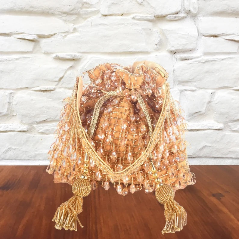 Designer Heavy Crystal Hangings Potli Bag