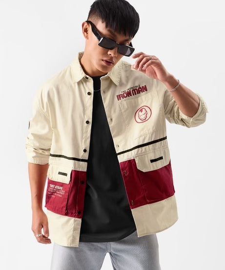 Iron Man Logo Men Utility Shirts