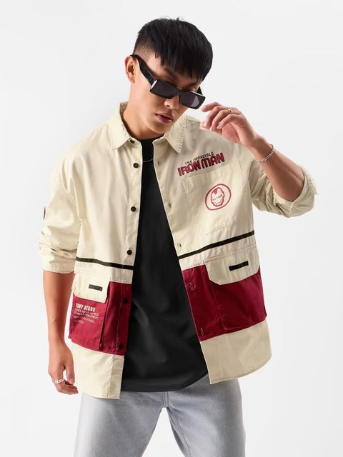 Iron Man Logo Men Utility Shirts