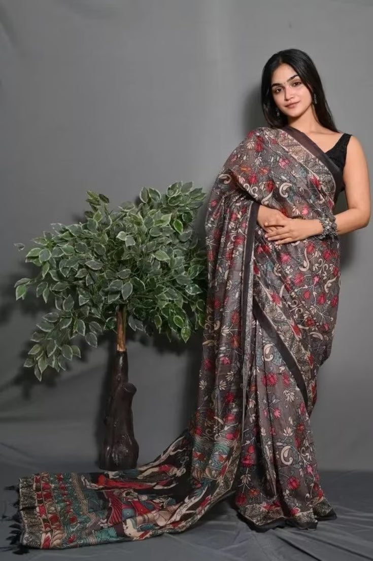 Soft Lichi Silk Saree With Unstitched Blouse