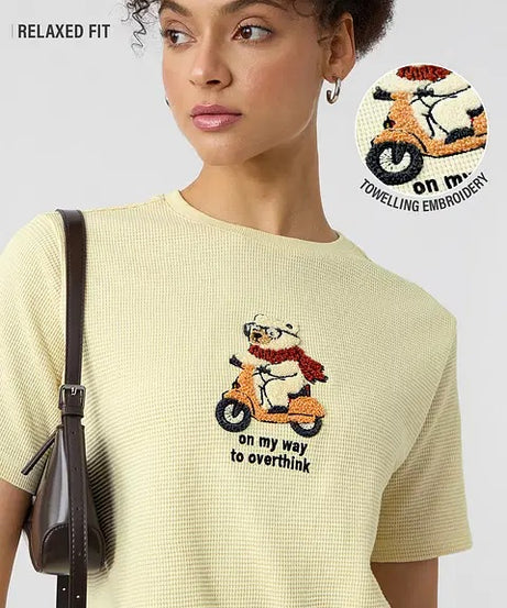 Textured T-Shirt On My Way To Overthink Women Relaxed Fit T-Shirt
