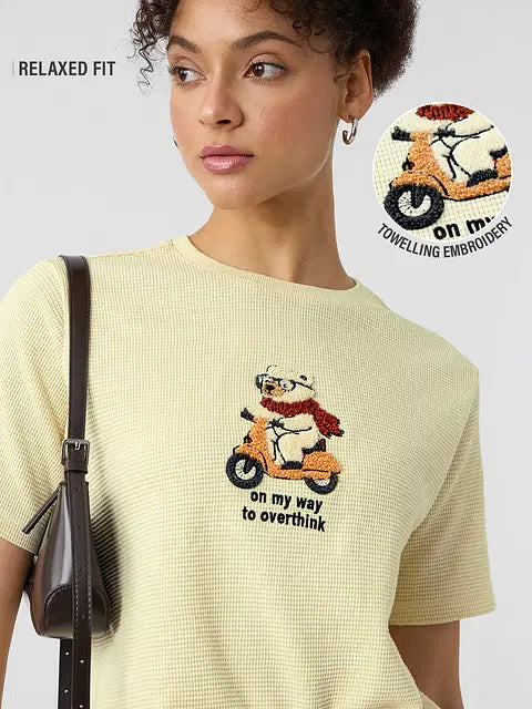 Textured T-Shirt On My Way To Overthink Women Relaxed Fit T-Shirt