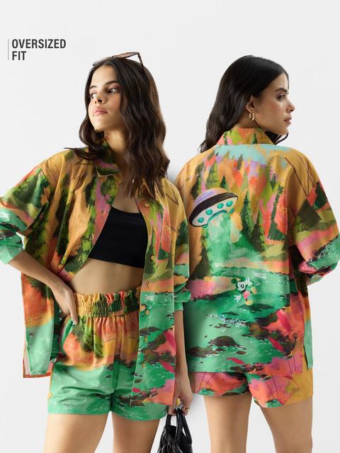 Mickey Mouse Alien Abduction Women Boyfriend Shirts