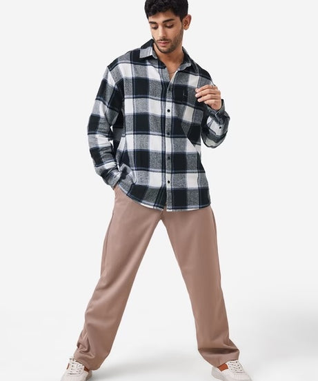 Plaids Black, White Men Relaxed Shirts