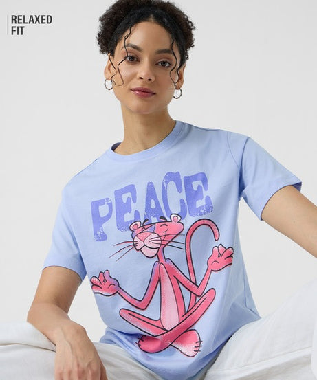 Pink Panther Peace Women Relaxed Fit T-Shirts