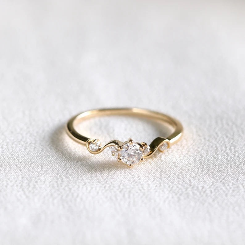 Solid Gold Diamond Engagement Ring